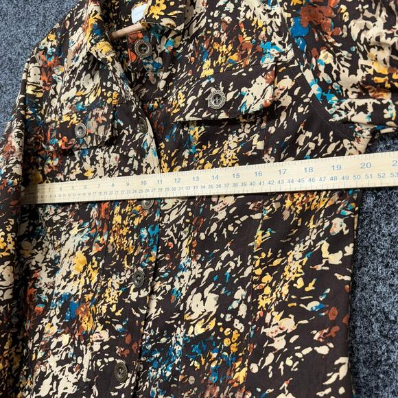 C&B Abstract Floral Print Rustic Boho Jacket Shacket Medium Jewel Tones Brown - Picture 3 of 6